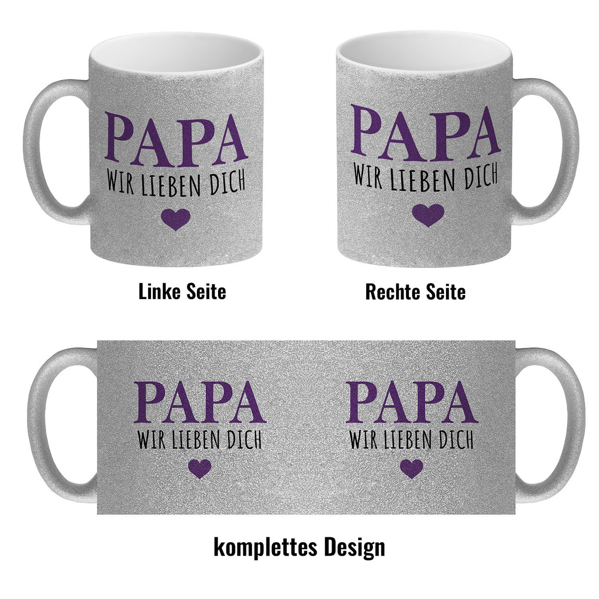 Papa wir lieben dich Kaffeebecher mit Herz
