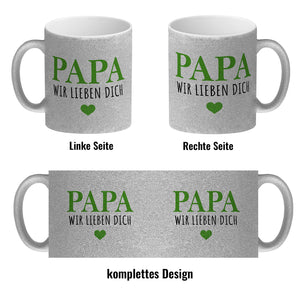 Papa wir lieben dich Kaffeebecher mit Herz
