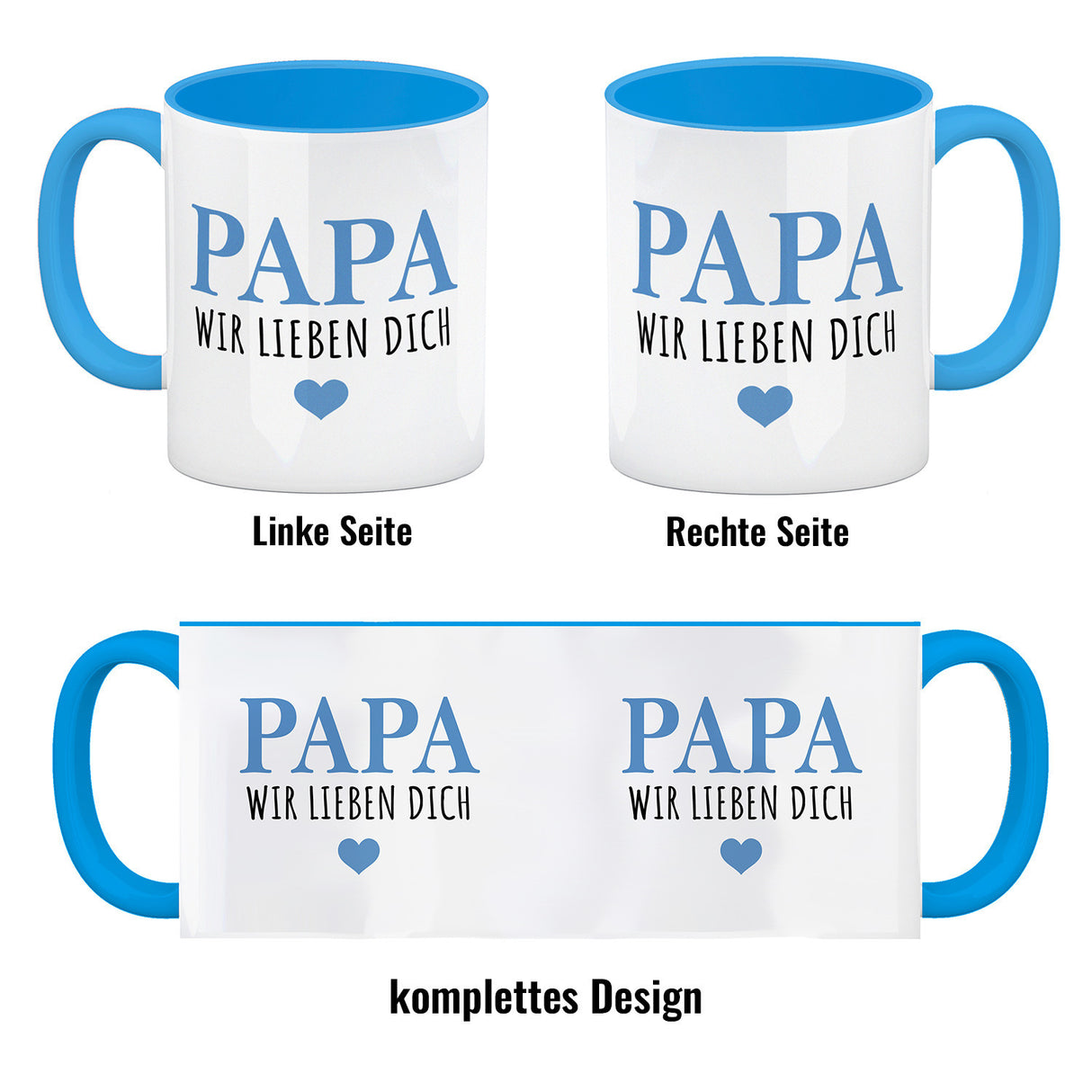 Papa wir lieben dich Kaffeebecher mit Herz