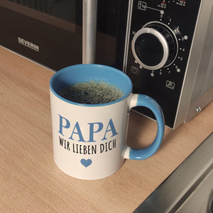 Papa wir lieben dich Kaffeebecher mit Herz