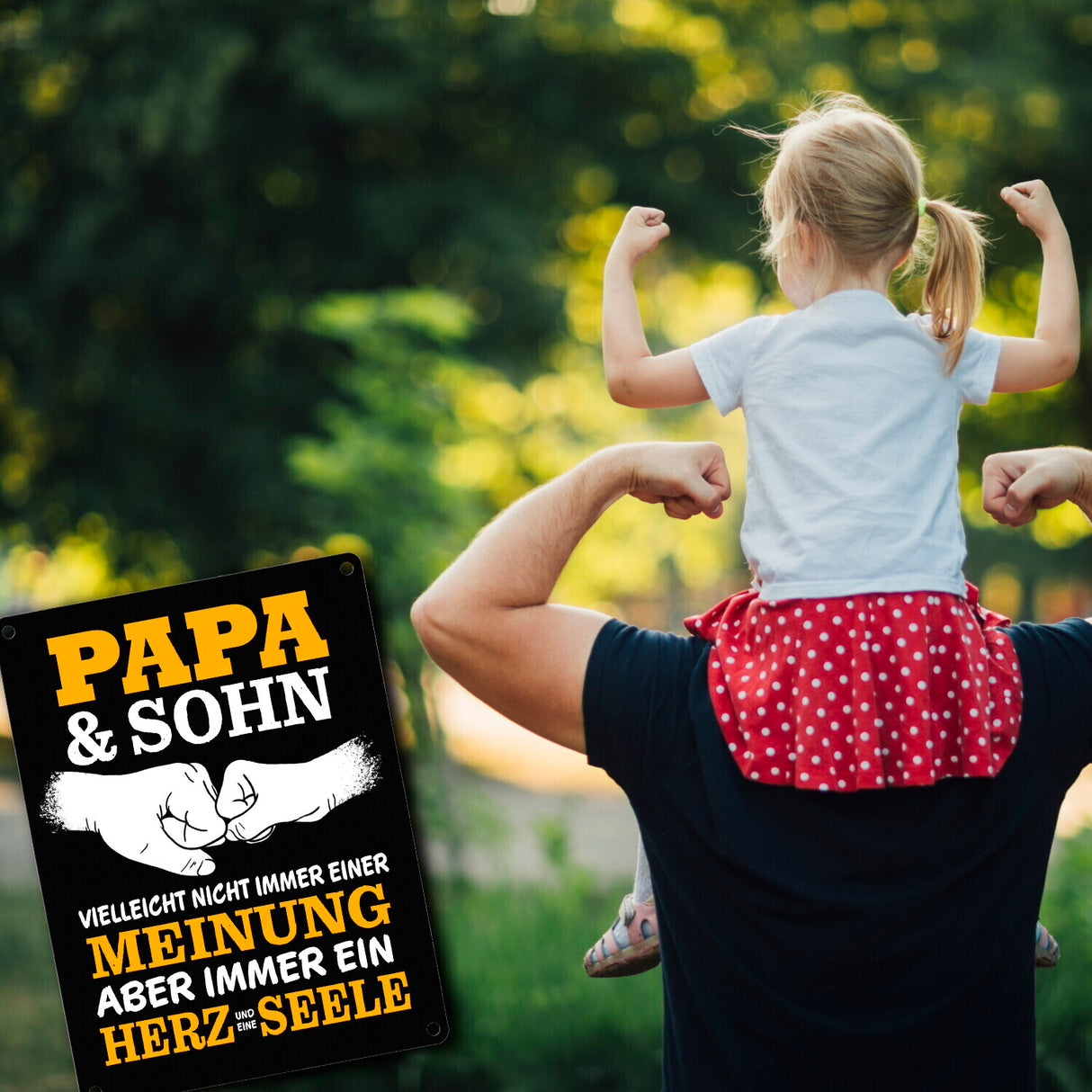 Papa & Sohn, ein Herz und eine Seele Metallschild mit Spruch