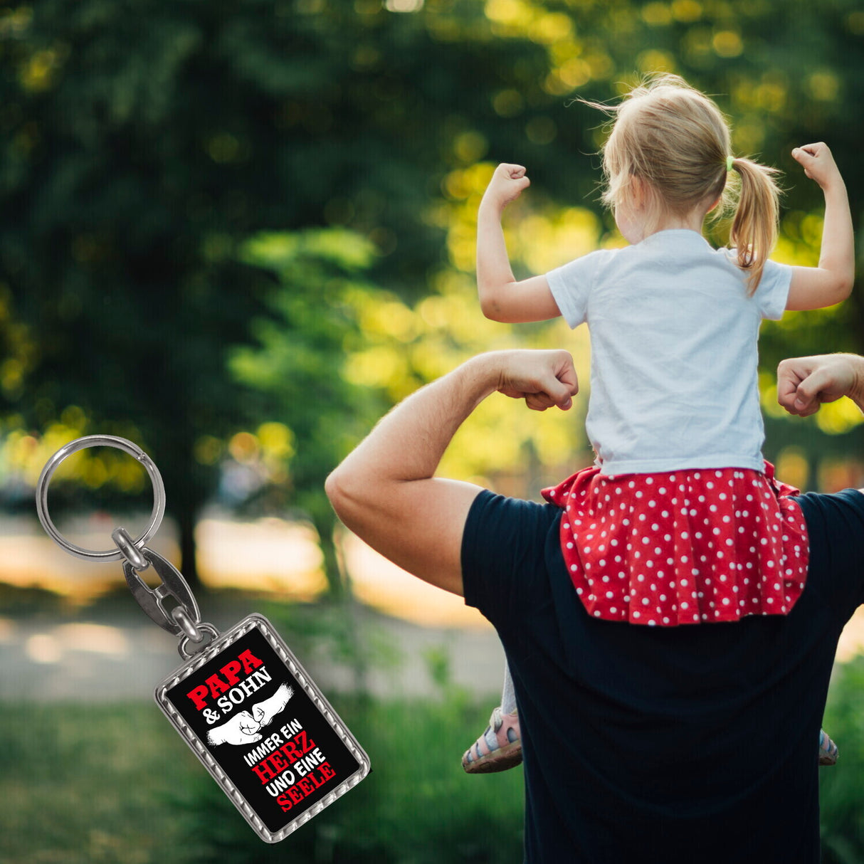 Papa & Sohn ein Herz und eine Seele Schlüsselanhänger mit Spruch