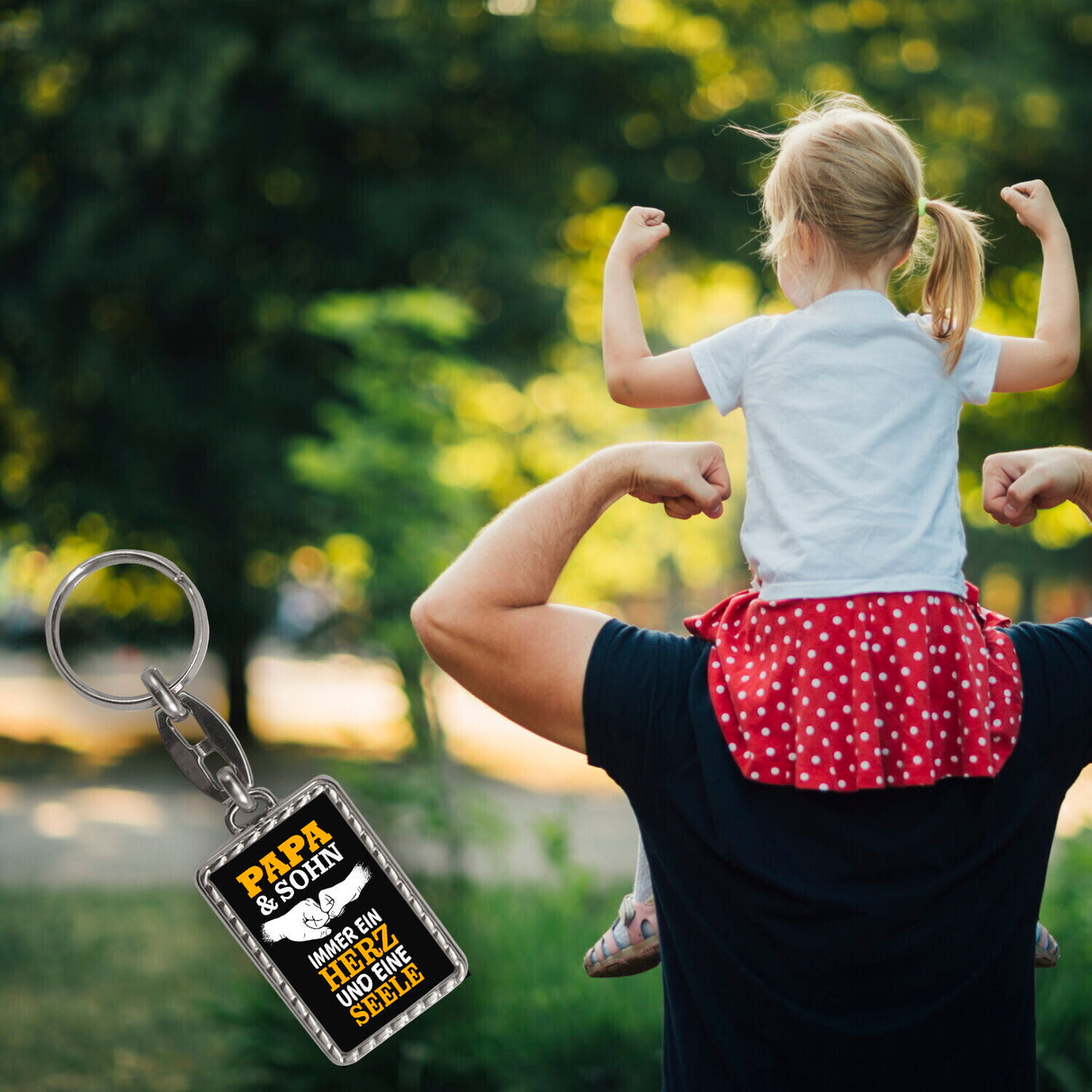 Papa & Sohn ein Herz und eine Seele Schlüsselanhänger mit Spruch