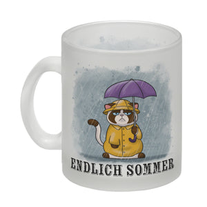 Endlich Sommer Kaffeebecher mit grummeliger Katze