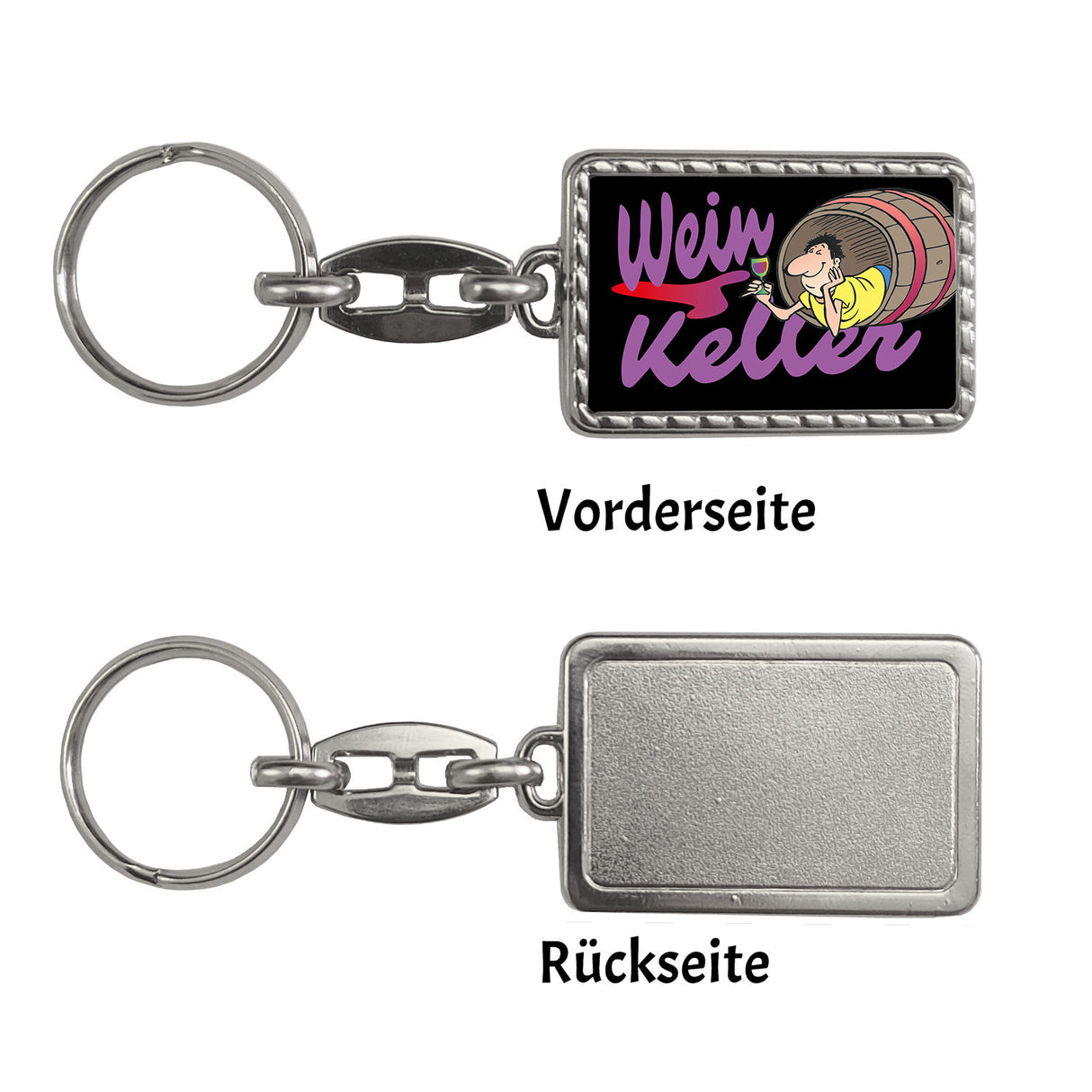 Weinkeller Schlüsselanhänger mit Weinfass Motiv