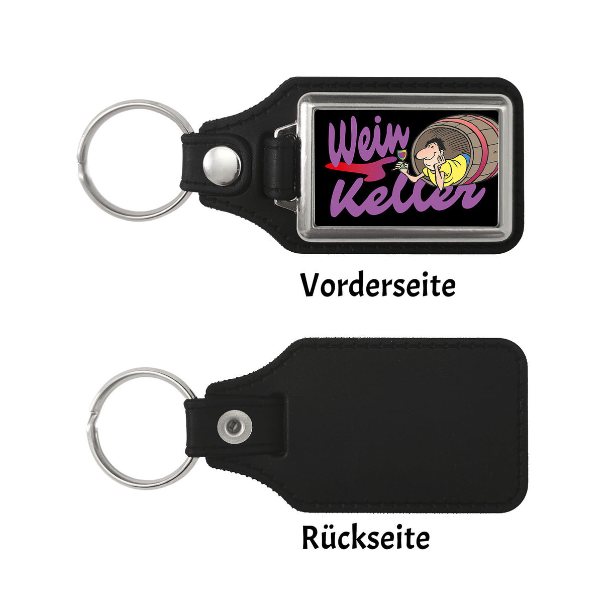Weinkeller Schlüsselanhänger mit Weinfass Motiv