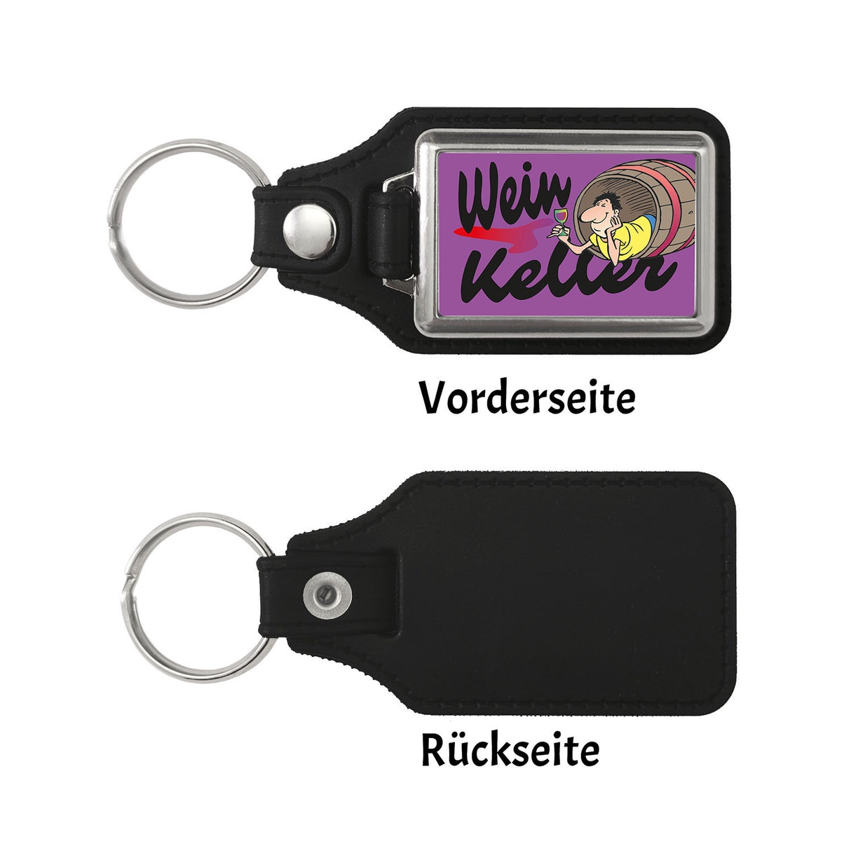 Weinkeller Schlüsselanhänger mit Weinfass Motiv