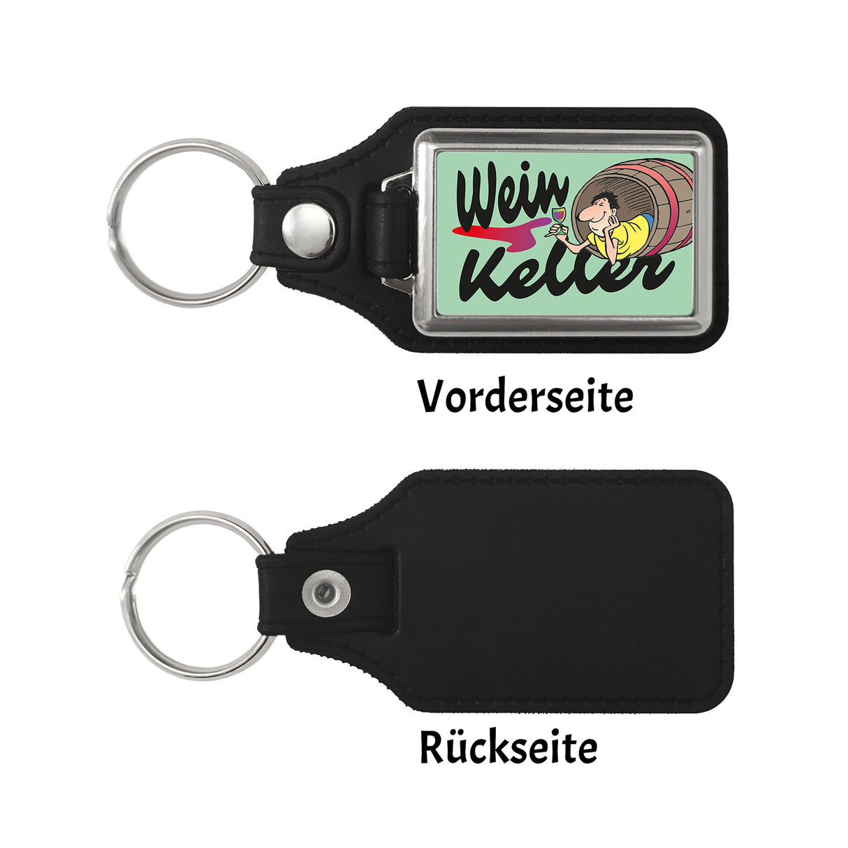 Weinkeller Schlüsselanhänger mit Weinfass Motiv