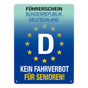 Kein Fahrverbot für Senioren Metallschild