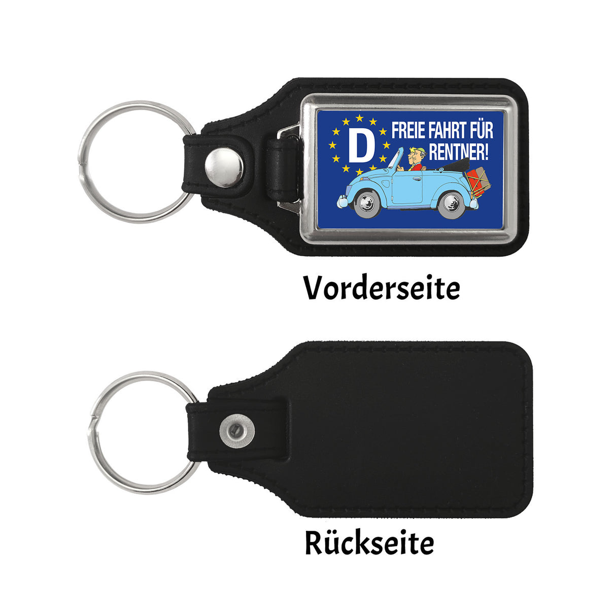 Freie Fahrt für Rentner Schlüsselanhänger mit Oldtimer Motiv