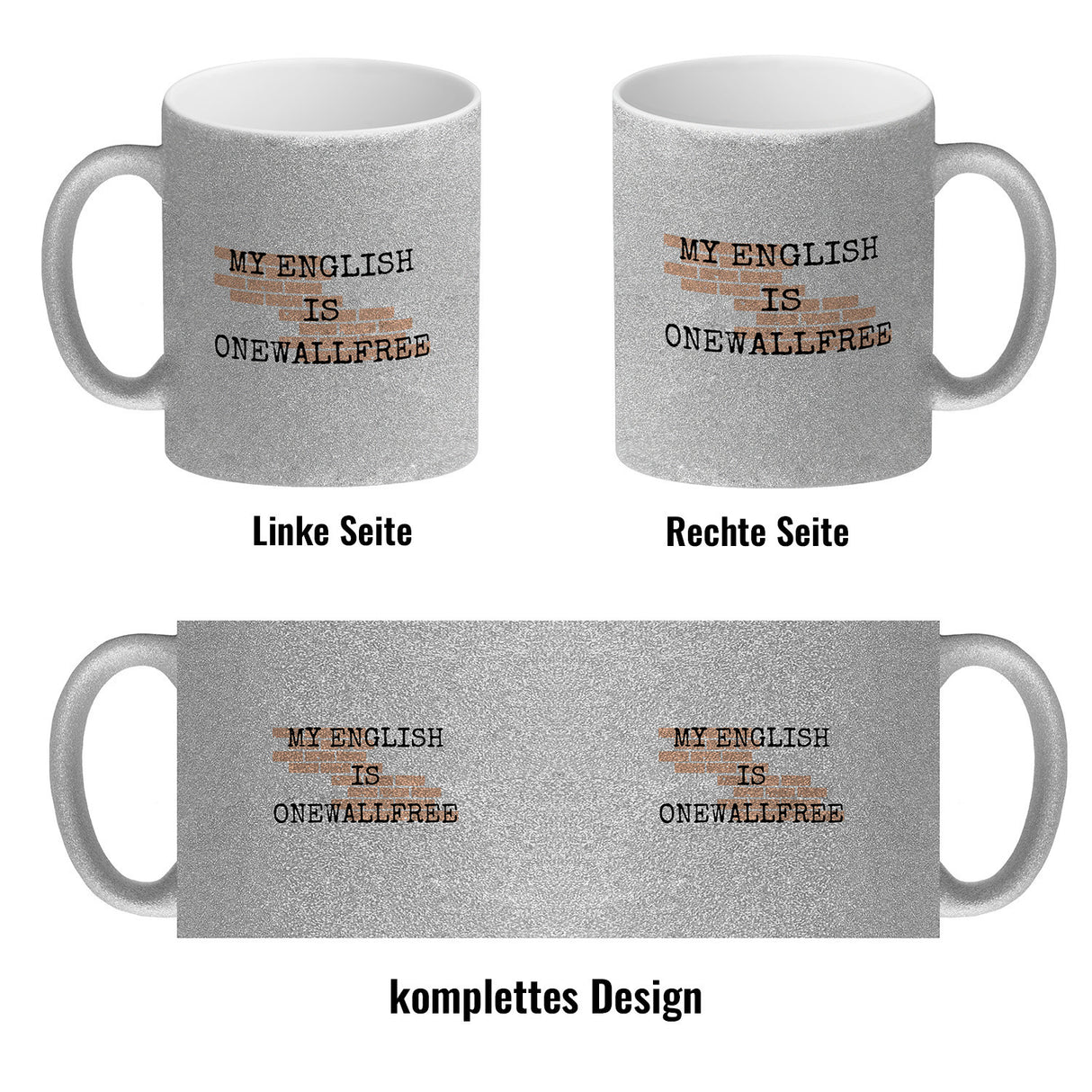 Denglisch Kaffeebecher mit Spruch - My english is onewallfree