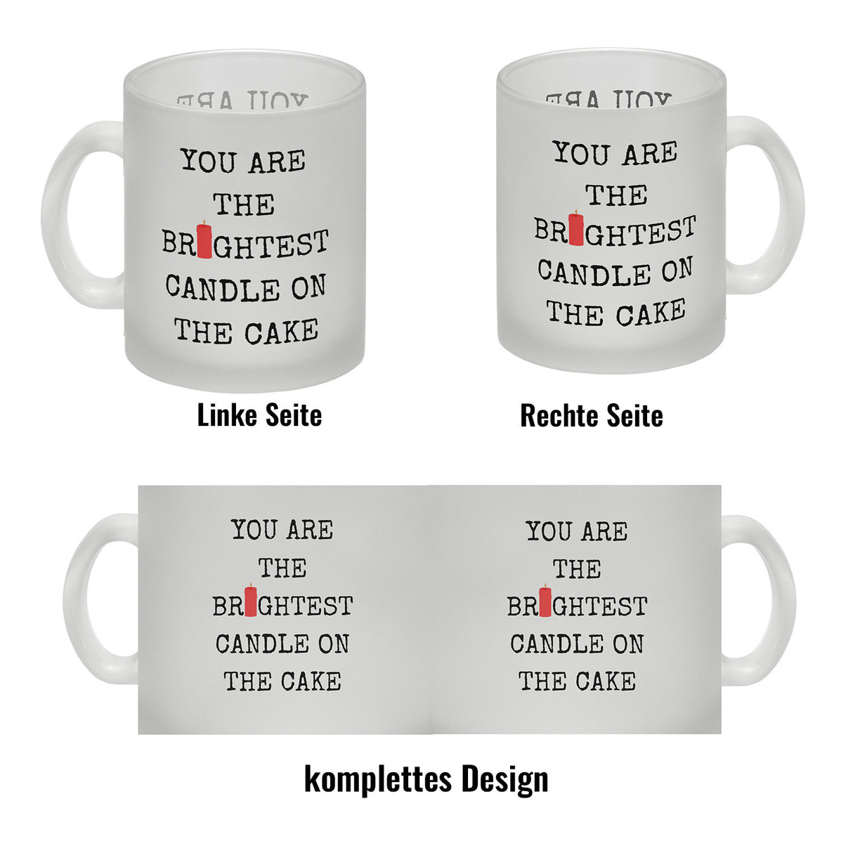 Denglisch Kaffeebecher mit Spruch - You are the brightest candle on the cake