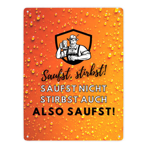 Biertrinker Bier Metallschild in 15x20 cm mit lustigem Spruch