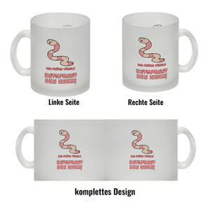 Morgenlatte Kaffeebecher mit Spruch Das frühe Vögeln entspannt den Wurm