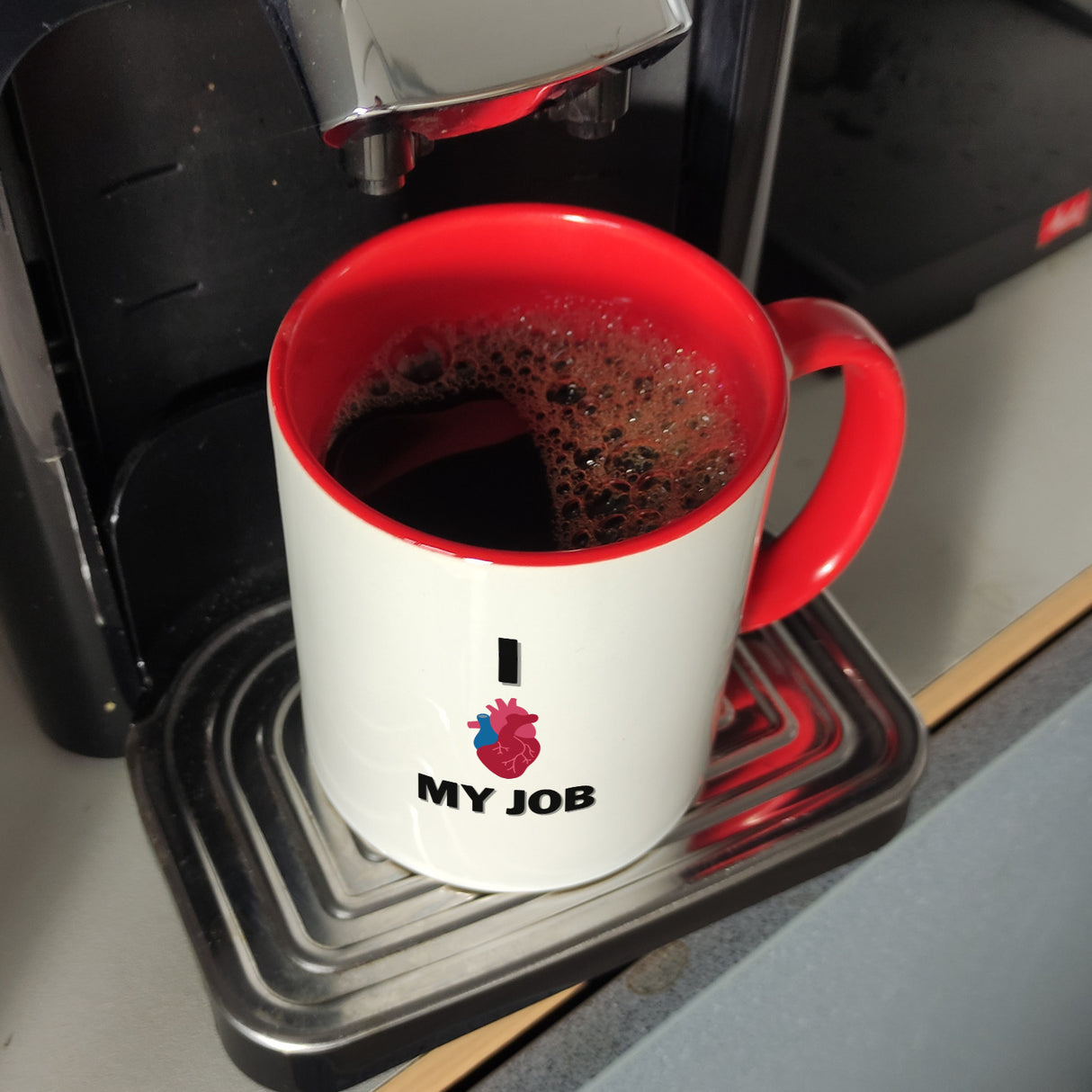 I love my job Krankenhaus Kaffeebecher mit menschlichem Herz