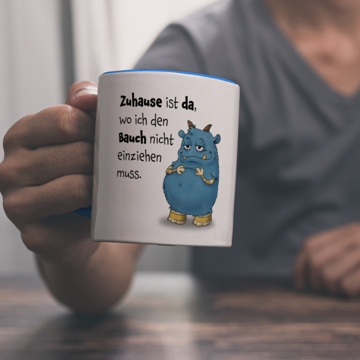 Freches Monster Kaffeebecher mit lustigem Spruch