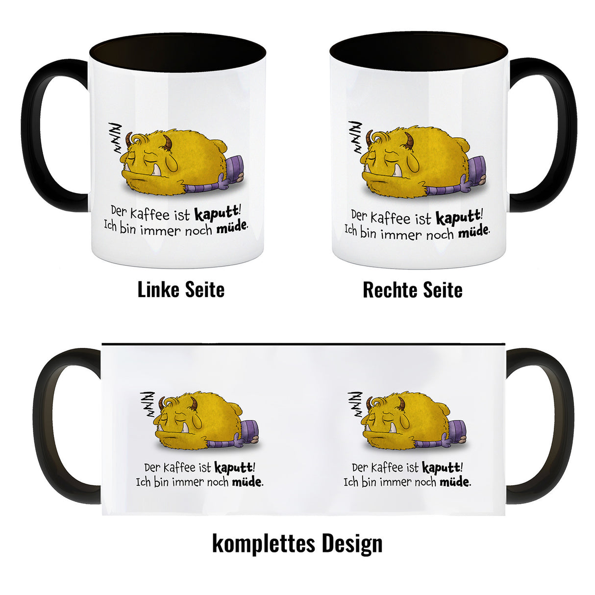 Freches Monster Kaffeebecher mit lustigem Spruch