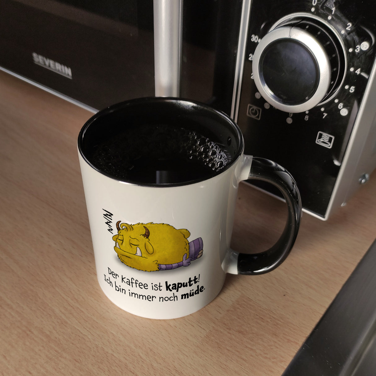 Freches Monster Kaffeebecher mit lustigem Spruch
