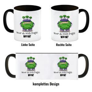 Freches Monster -lila Kaffeebecher mit lustigem Spruch
