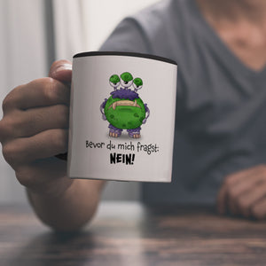 Freches Monster -lila Kaffeebecher mit lustigem Spruch