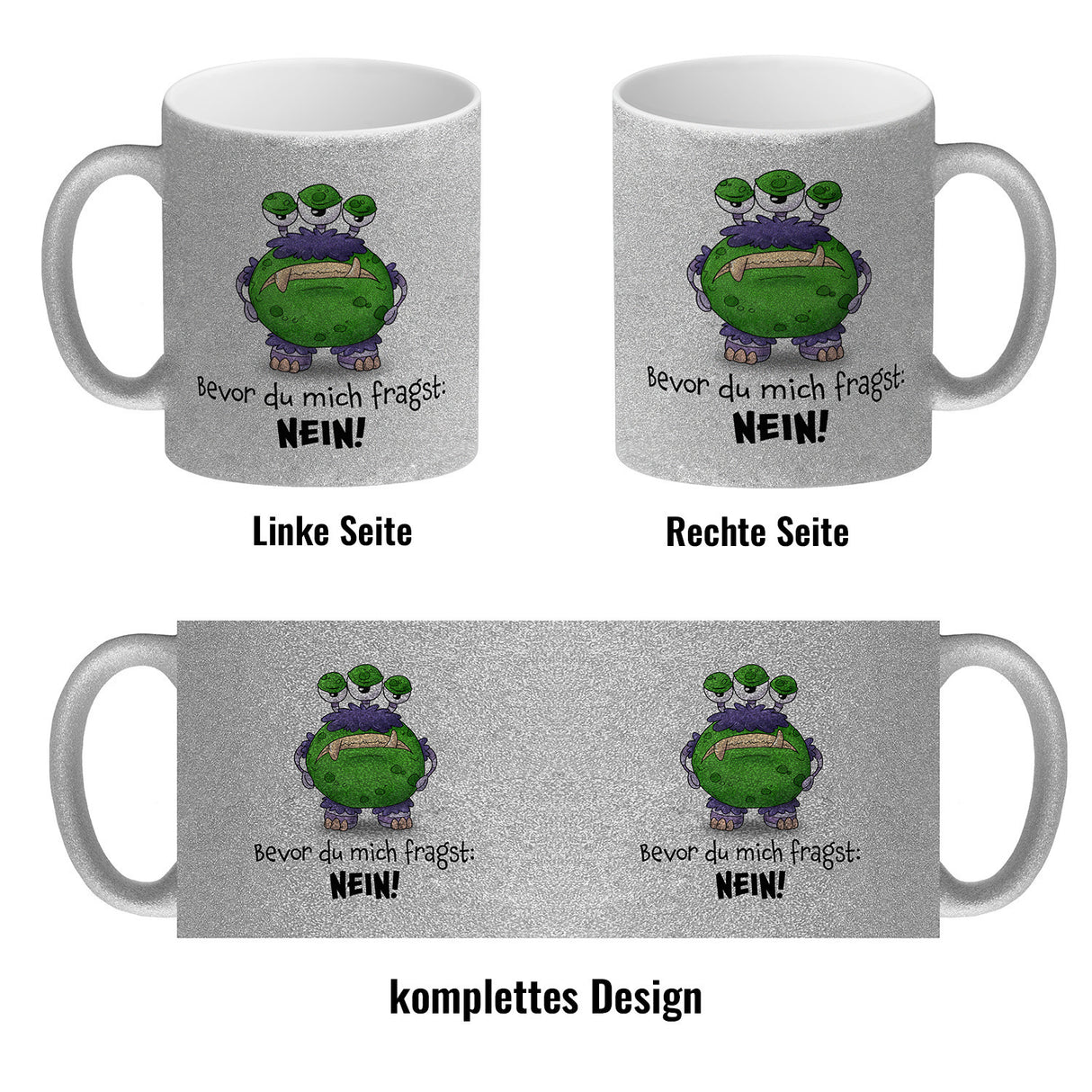 Freches Monster -lila Kaffeebecher mit lustigem Spruch
