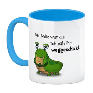 Freches Monster Kaffeebecher mit lustigem Spruch