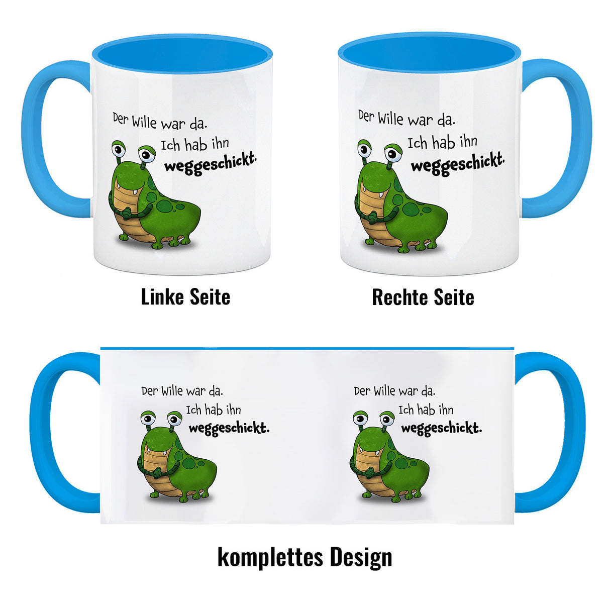 Freches Monster Kaffeebecher mit lustigem Spruch