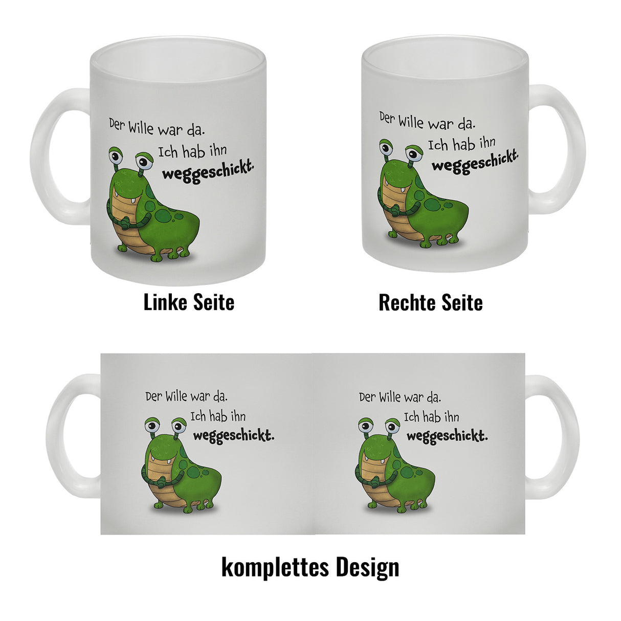 Freches Monster Kaffeebecher mit lustigem Spruch