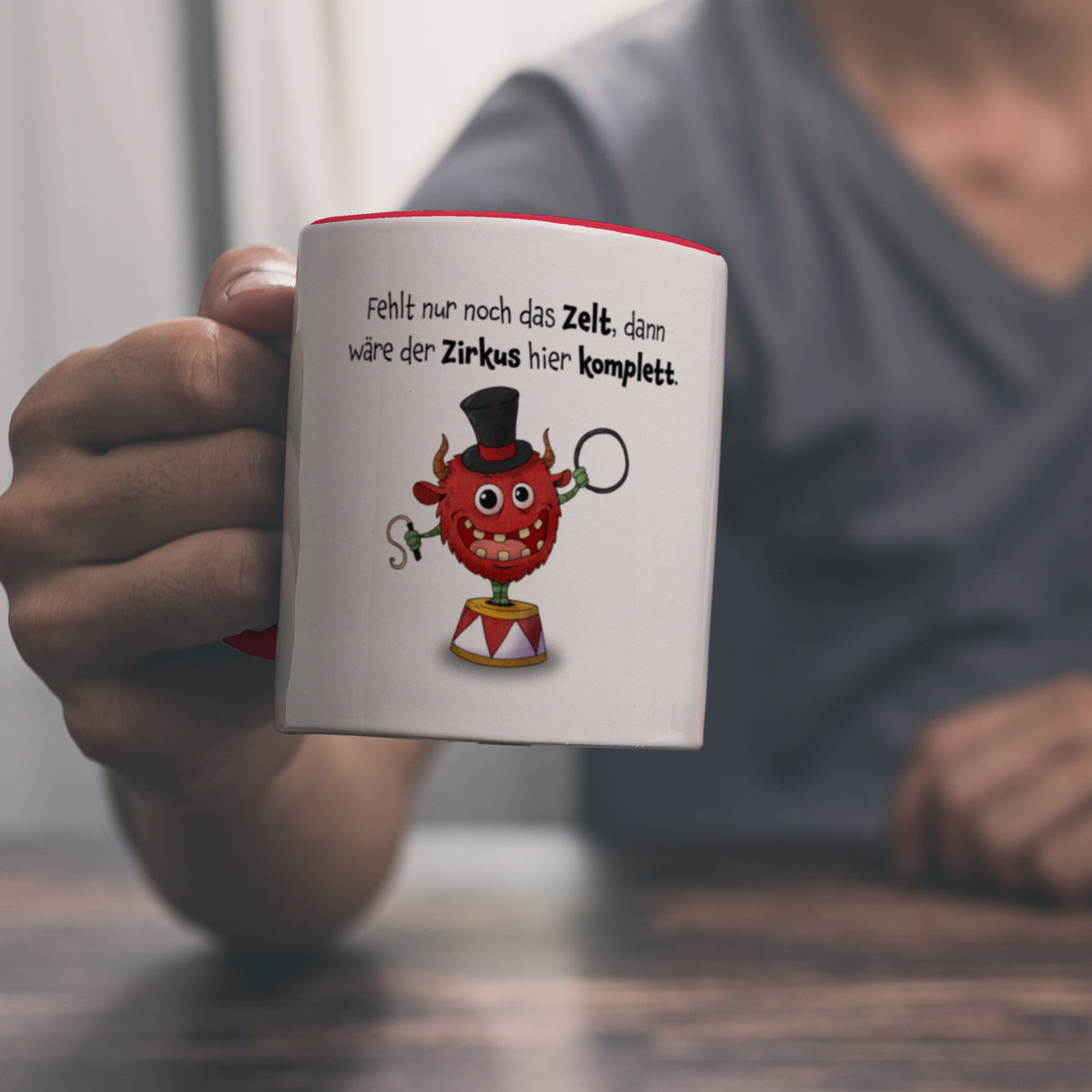 Freches Monster Kaffeebecher mit lustigem Spruch