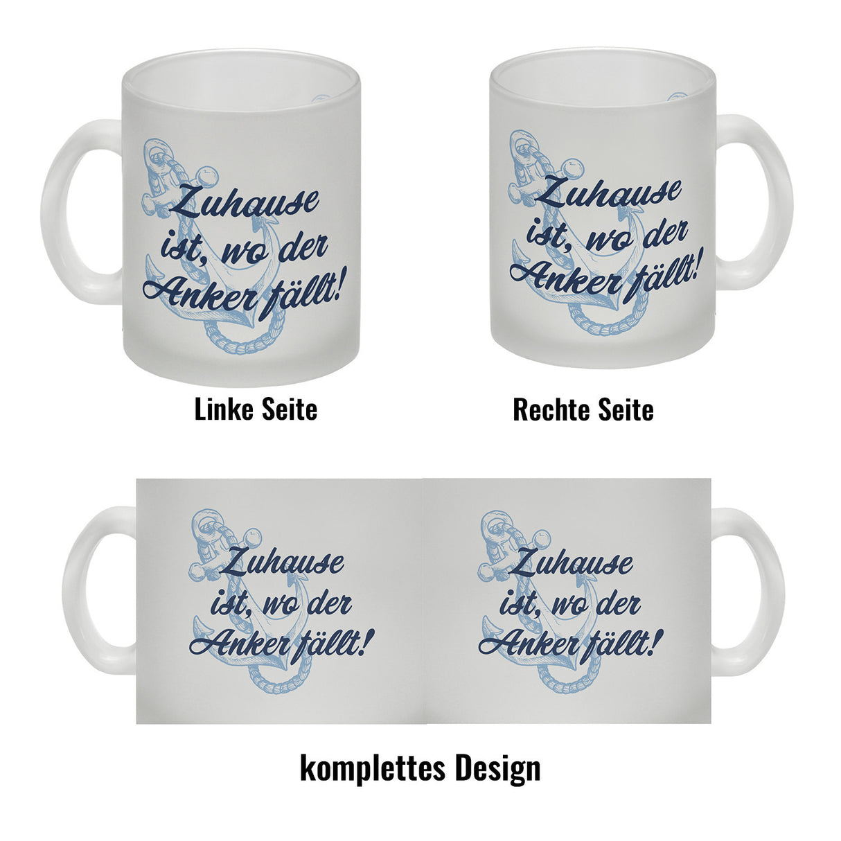 Anker Kaffeebecher mit Spruch Zuhause ist, wo der Anker fällt
