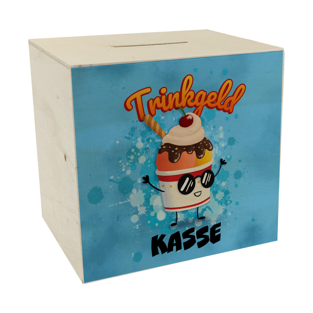 Trinkgeldkasse Spardose mit süßem Eisbecher
