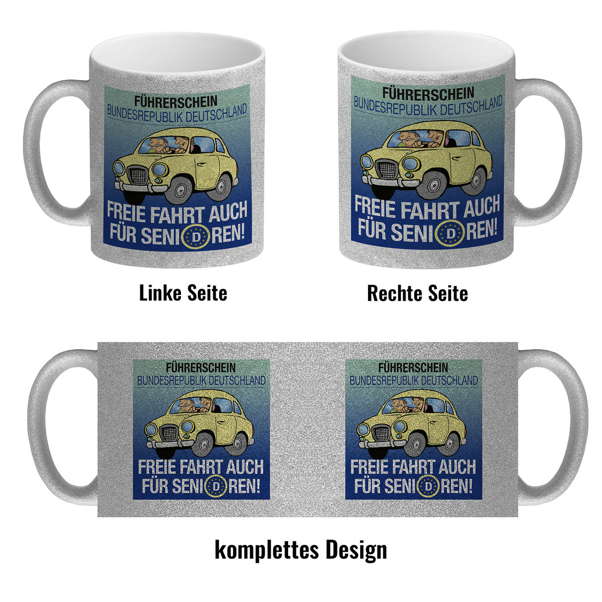 Freie Fahrt auch für Senioren Kaffeebecher mit Oldtimer Motiv