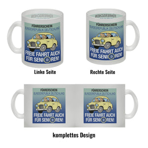 Freie Fahrt auch für Senioren Kaffeebecher mit Oldtimer Motiv