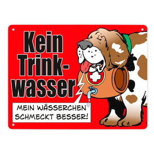 Kein Trinkwasser Metallschild mit Schweizer Alpenhund