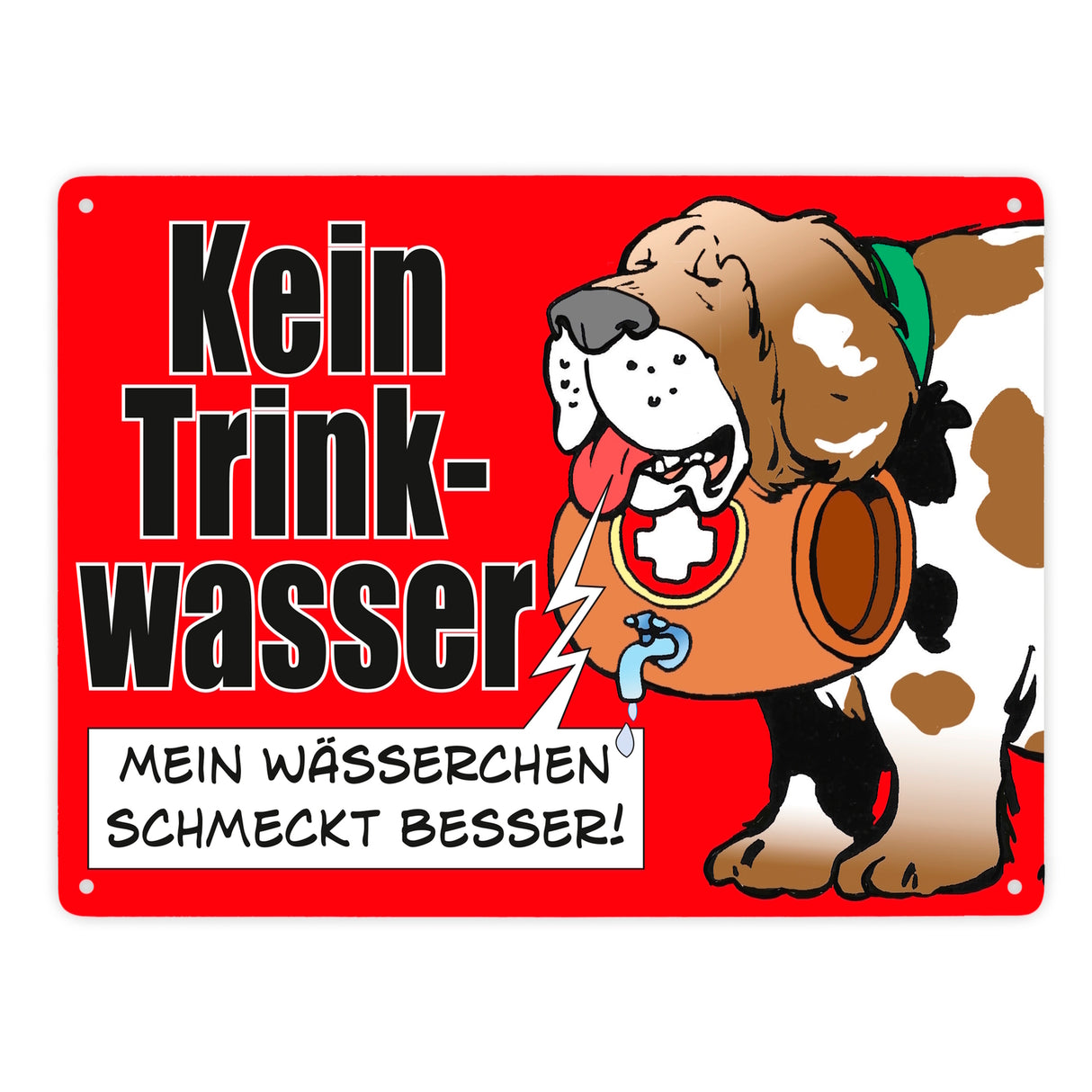Kein Trinkwasser Metallschild mit Schweizer Alpenhund