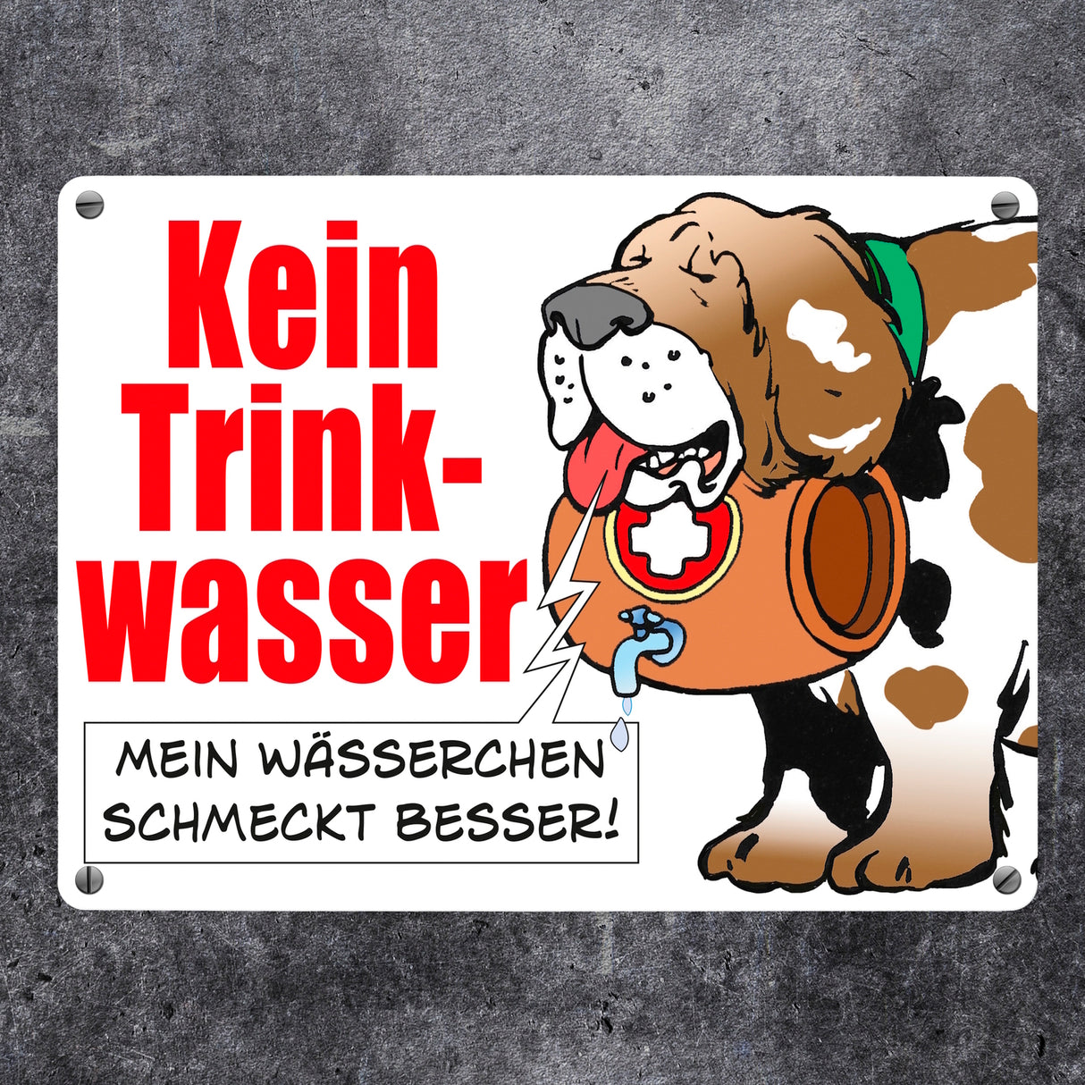 Kein Trinkwasser Metallschild mit Schweizer Alpenhund