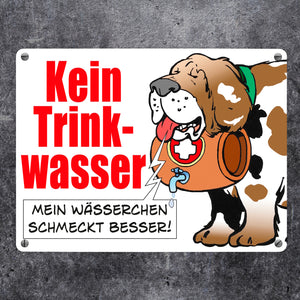Kein Trinkwasser Metallschild mit Schweizer Alpenhund