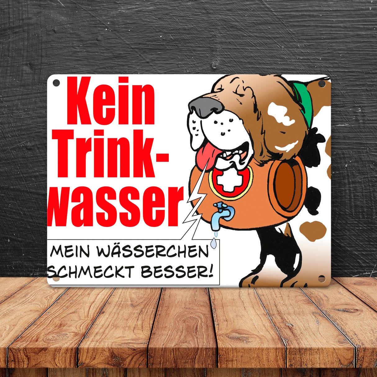 Kein Trinkwasser Metallschild mit Schweizer Alpenhund