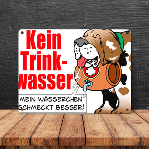 Kein Trinkwasser Metallschild mit Schweizer Alpenhund