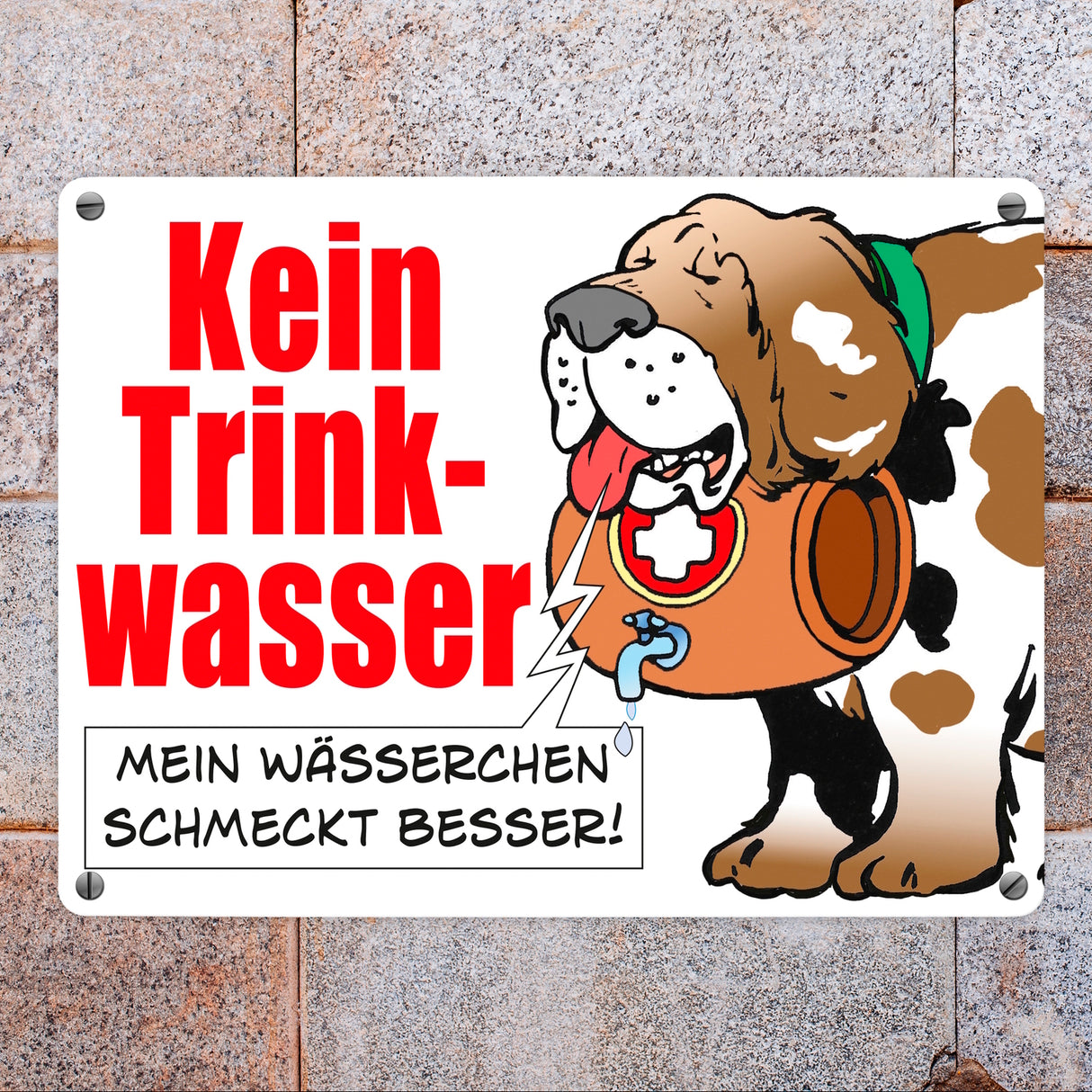 Kein Trinkwasser Metallschild mit Schweizer Alpenhund