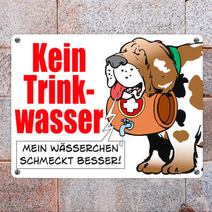 Kein Trinkwasser Metallschild mit Schweizer Alpenhund