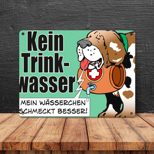 Kein Trinkwasser Metallschild mit Schweizer Alpenhund