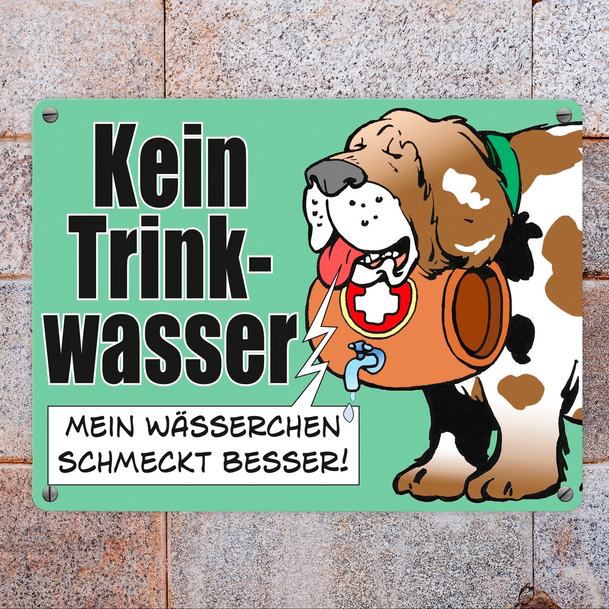 Kein Trinkwasser Metallschild mit Schweizer Alpenhund