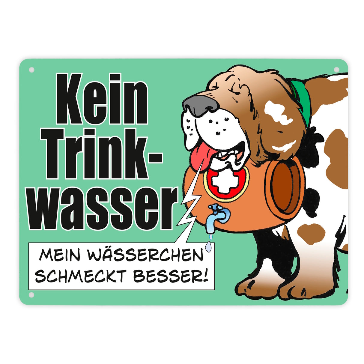 Kein Trinkwasser Metallschild mit Schweizer Alpenhund