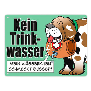 Kein Trinkwasser Metallschild mit Schweizer Alpenhund