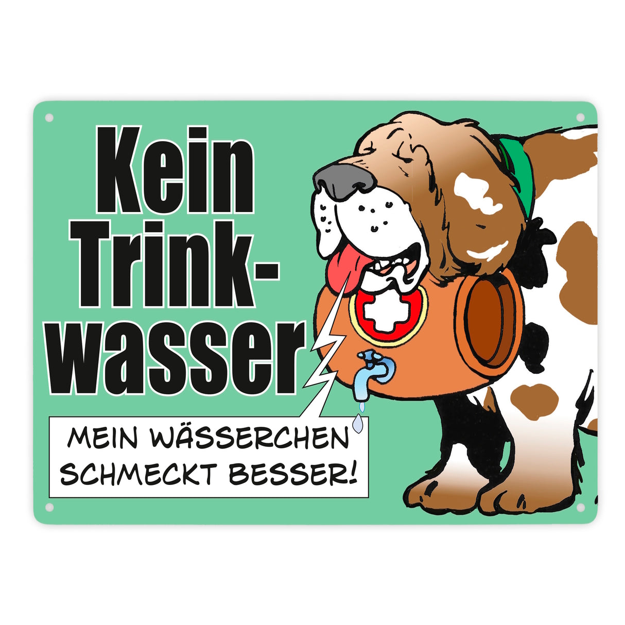 Kein Trinkwasser Metallschild mit Schweizer Alpenhund