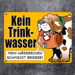 Kein Trinkwasser Metallschild mit Schweizer Alpenhund