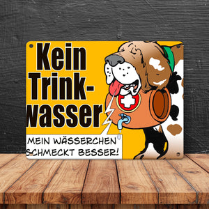 Kein Trinkwasser Metallschild mit Schweizer Alpenhund