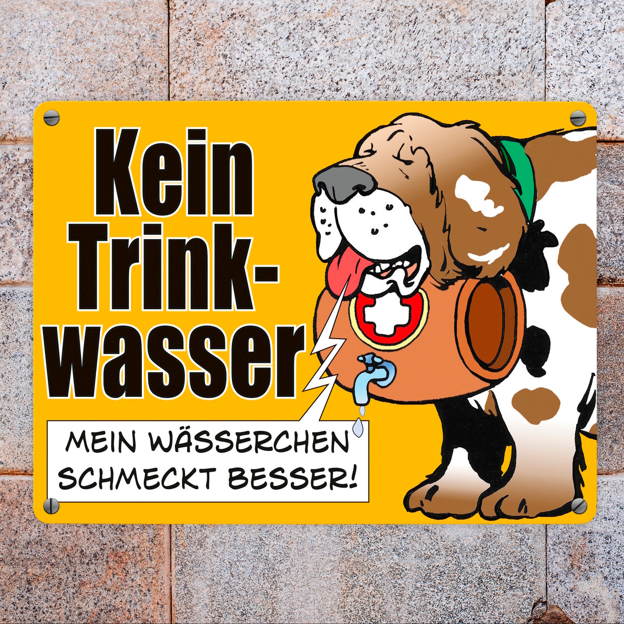 Kein Trinkwasser Metallschild mit Schweizer Alpenhund