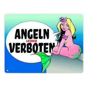 Angeln leider verboten Metallschild